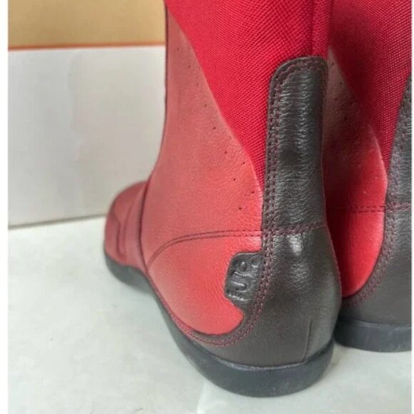 Cole Haan G Series Nike Air Red Leather Zip Front Ankle Boots Size 5.5 - Picture 7 of 8